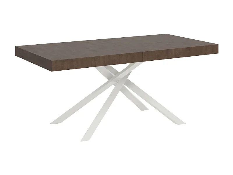 Table extensible 90x200/460cm Karida noyer pieds blancs