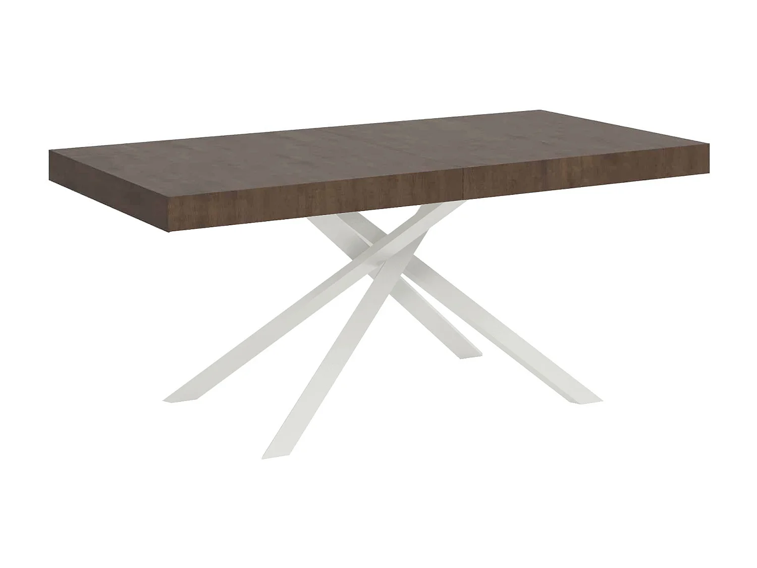 Mesa de jantar extensível 200/460x90 cm Karida nogueira pernas brancas