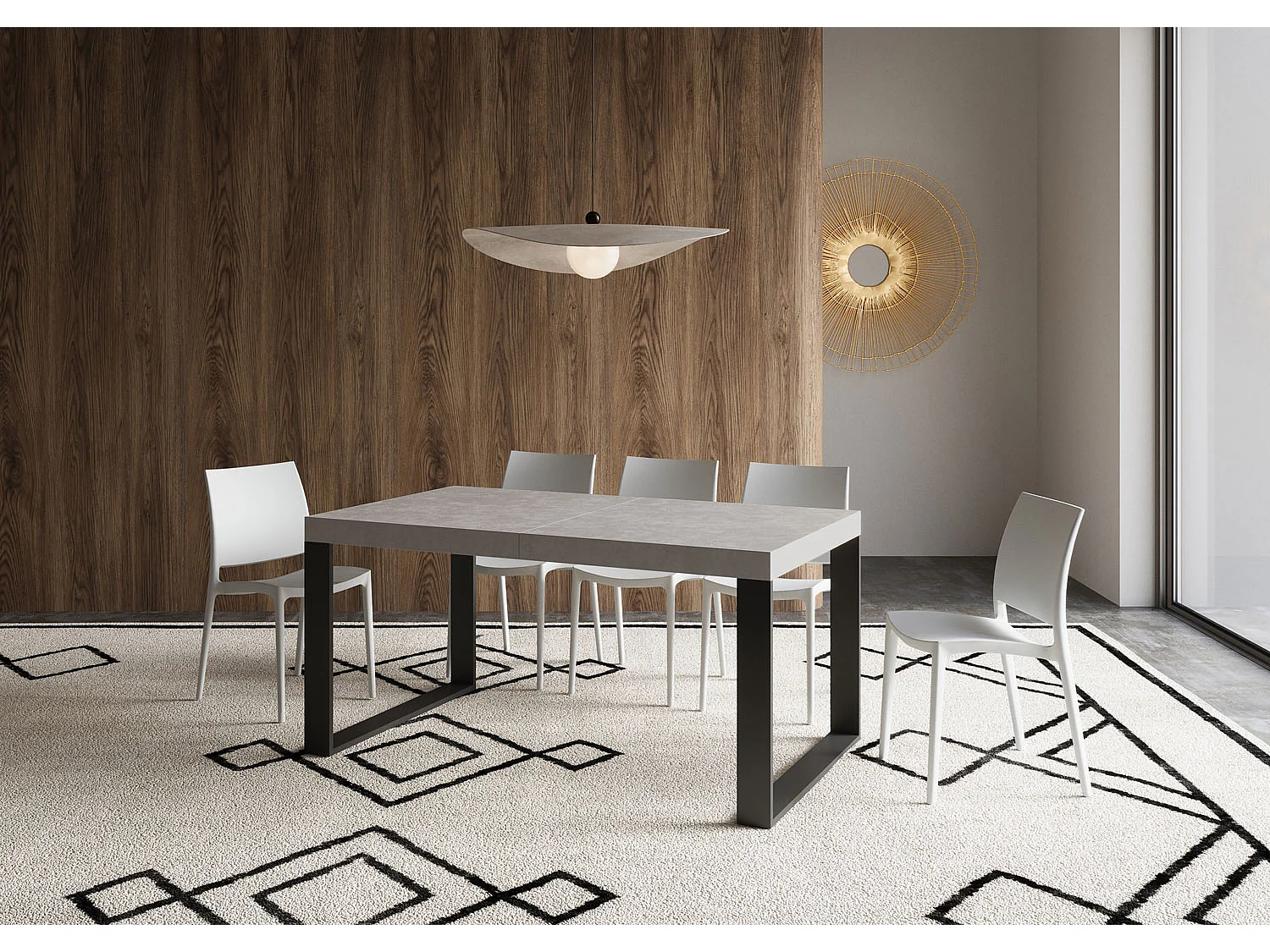 Mesa extensible 90x160/264 cm Tecno cachemira patas antracita