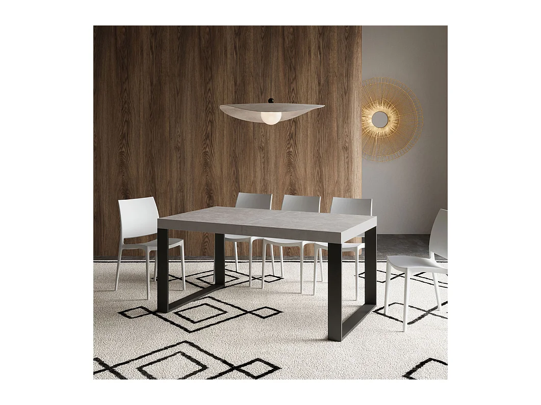 Table extensible 90x160/264 cm Tecno cachemire pieds anthracite