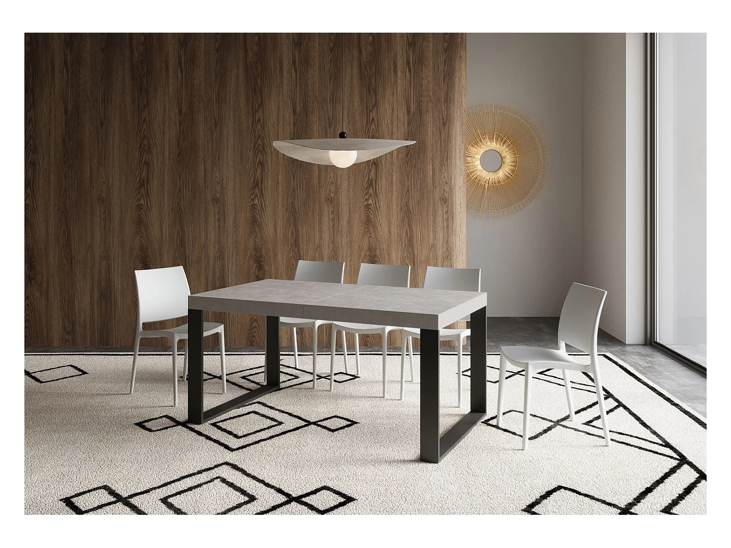 Table extensible 90x160/264 cm Tecno cachemire pieds anthracite