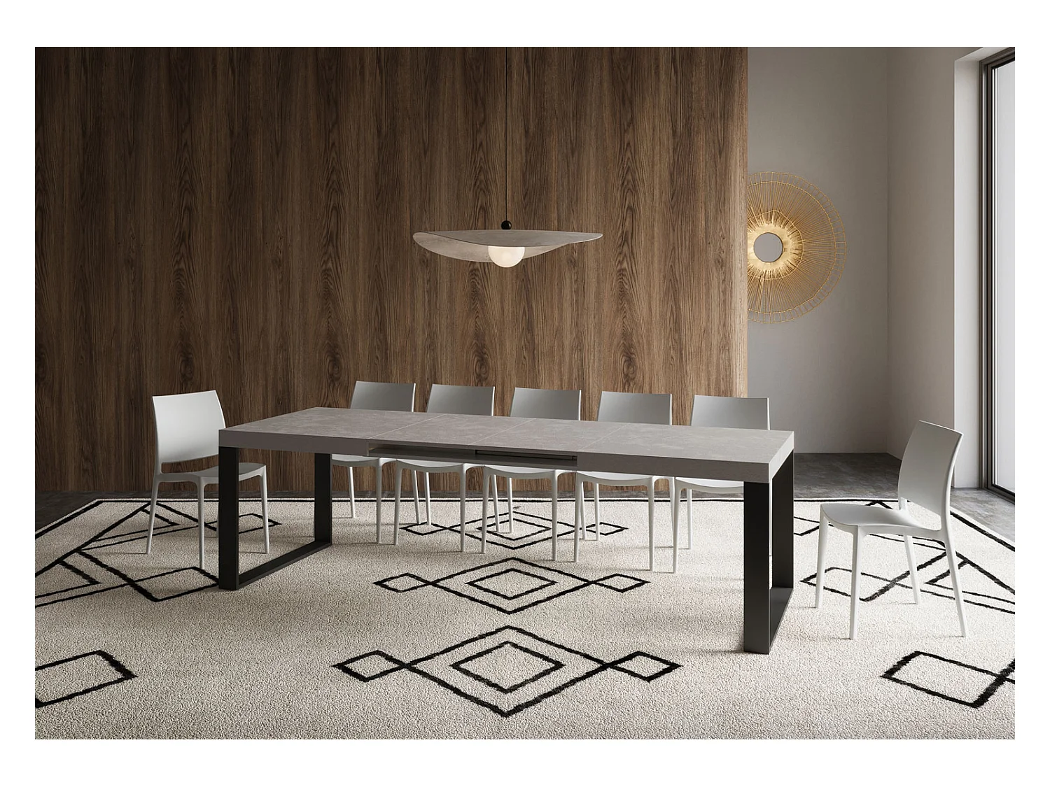 Table extensible 90x160/264 cm Tecno cachemire pieds anthracite