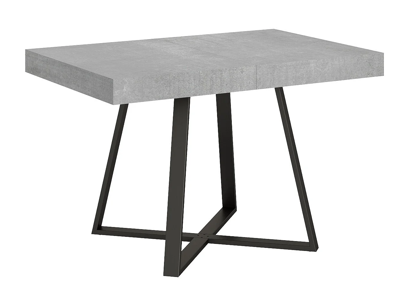 Table extensible 120/204x80 cm Abbraccio effet gris béton pieds anthracite