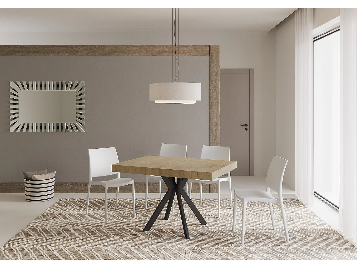 Table extensible 90x120/224 cm Dolcezza chêne nature pieds anthracite