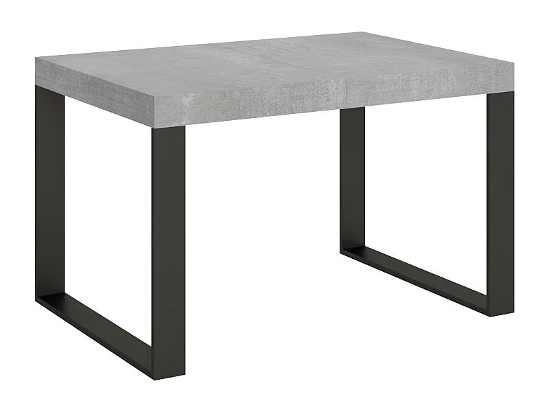 Table extensible 140/400x90 cm Tecno gris béton pieds anthracite