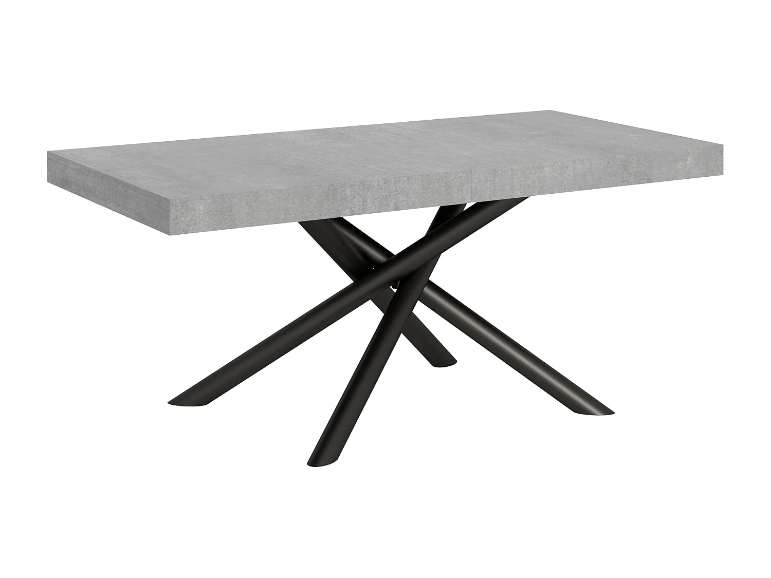 Table extensible 90x200/304 cm Famas Gris Béton cadre Anthracite