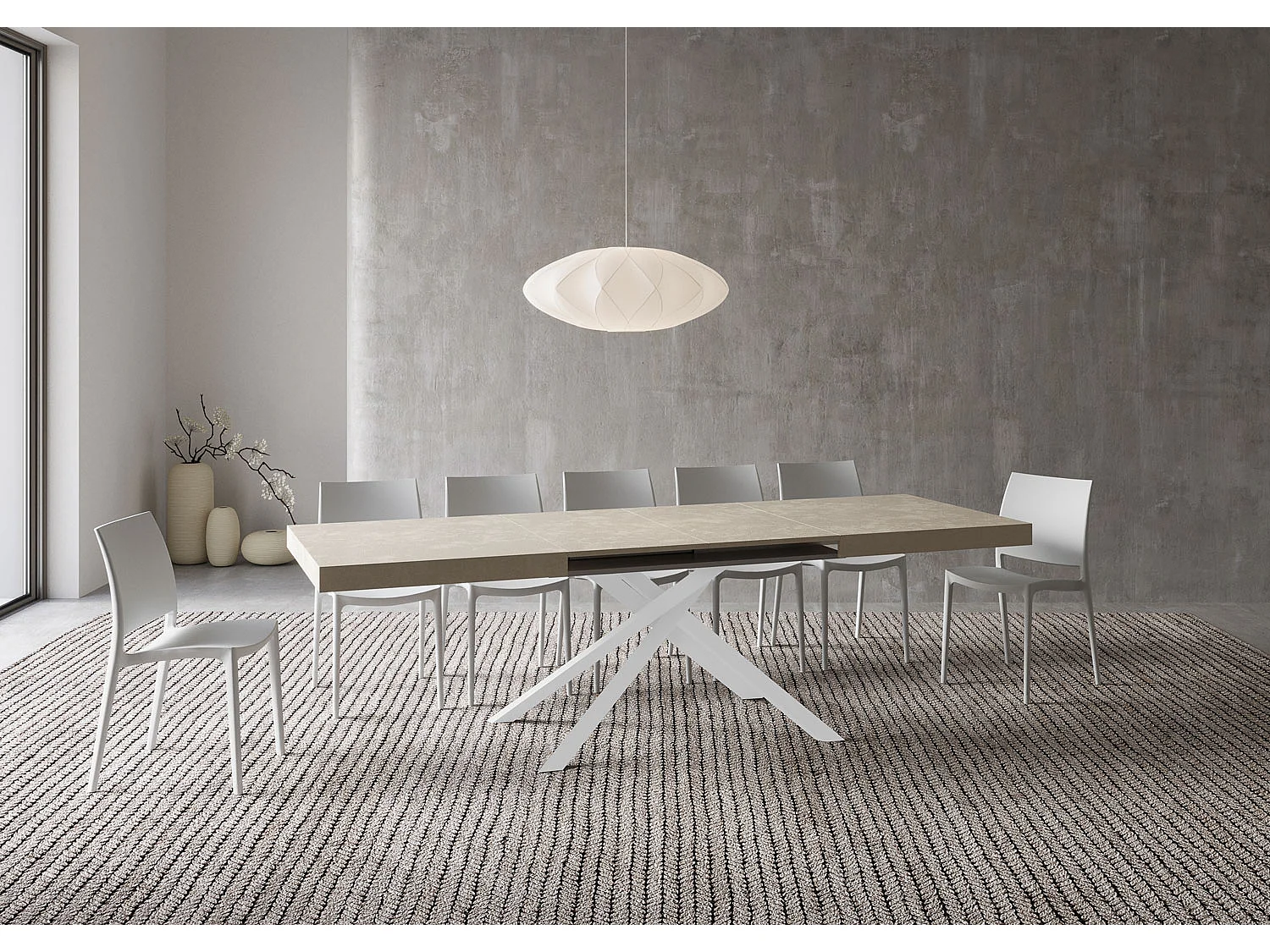 Uitschuifbare tafel 160/244x80 cm Karida kasjmier met wit poten