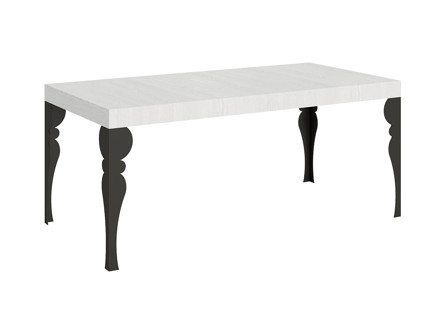 Paxon ausziehbarer Tisch 200/304x90 cm, Esche weiß mit Beinen in Anthrazit