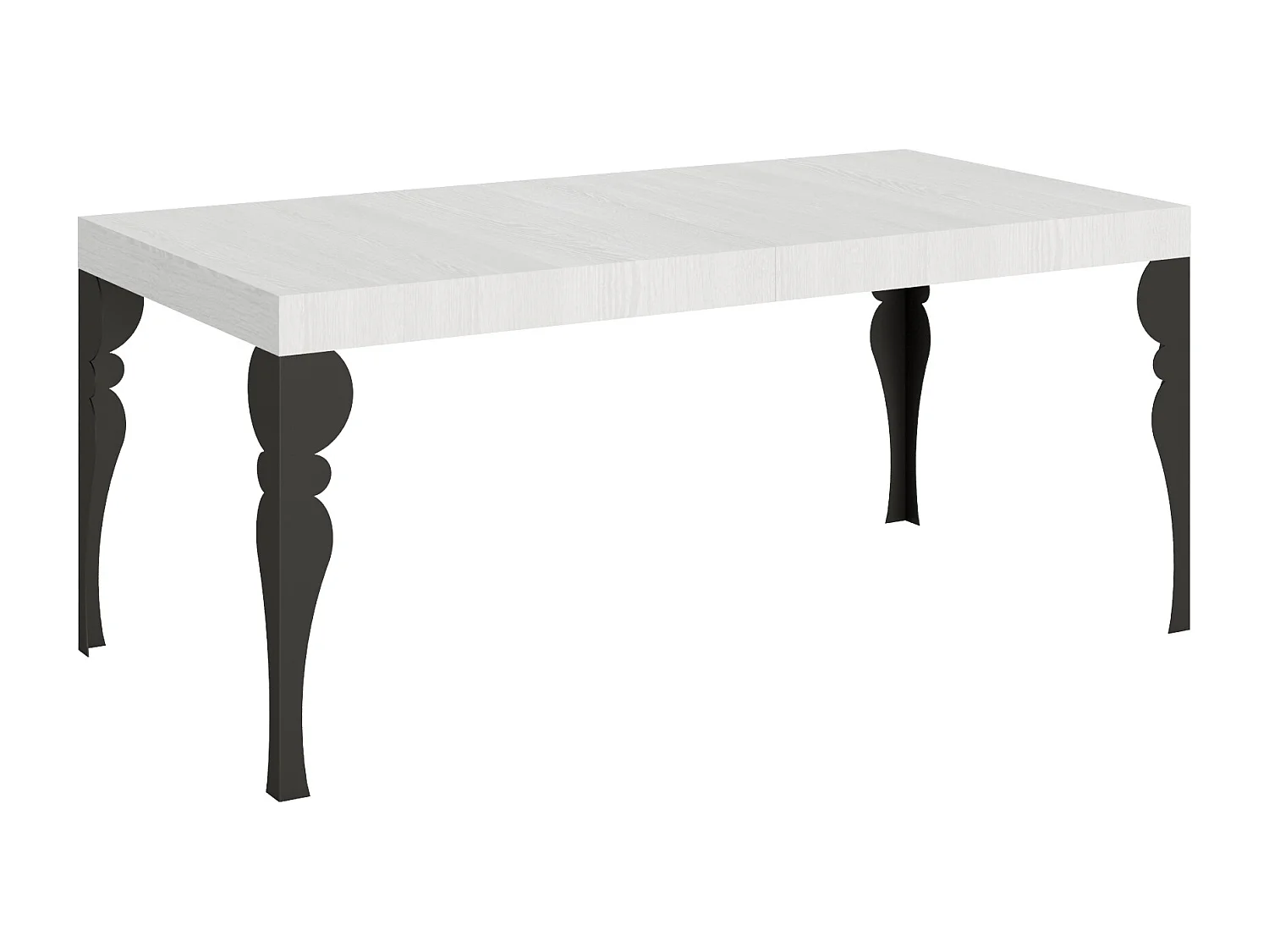 Table extensible 90x200/304 cm Paxon Frêne Blanc cadre Anthracite