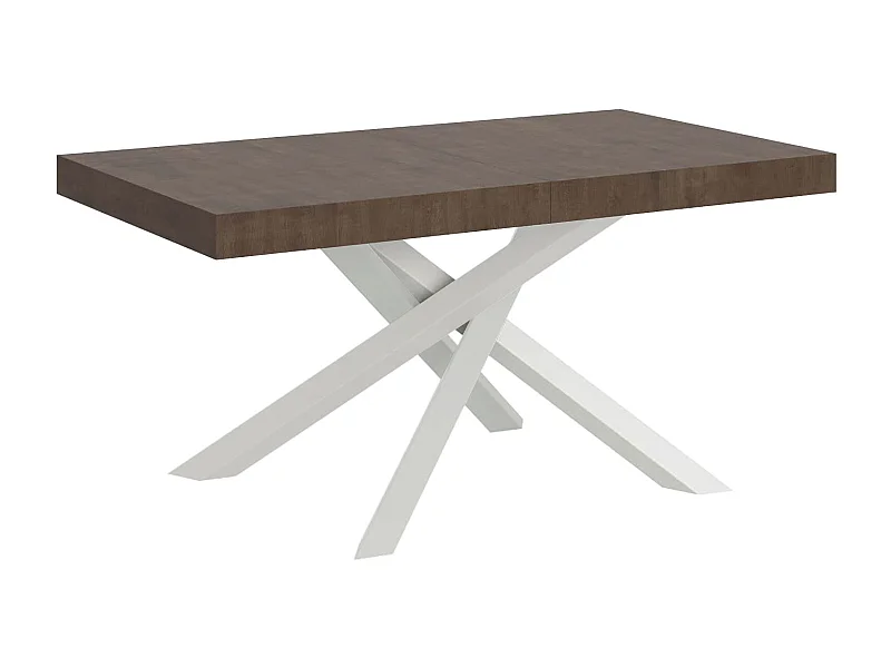 Mesa de jantar extensível 200/460x90 cm Volantis nogueira pernas brancas