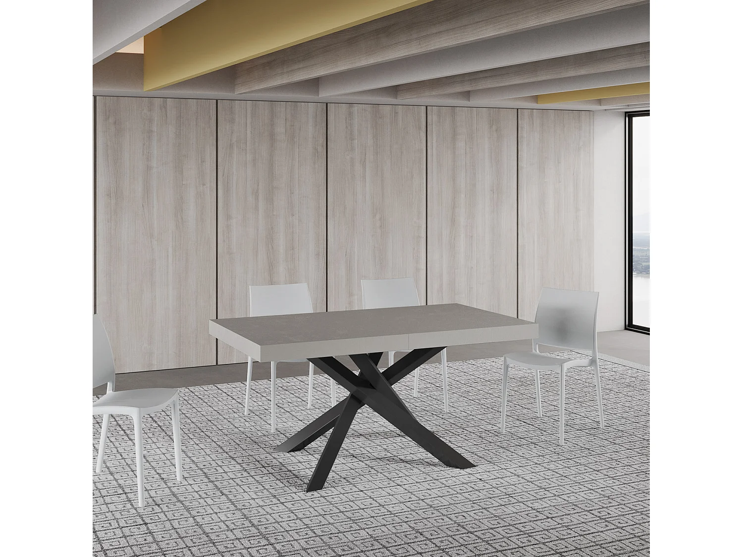 Uitschuifbare tafel 160/420x90 cm Volantis kasjmier antraciet poten