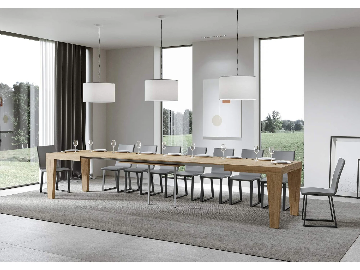 Extendable table 140/400x90 cm Spimbo natural oak