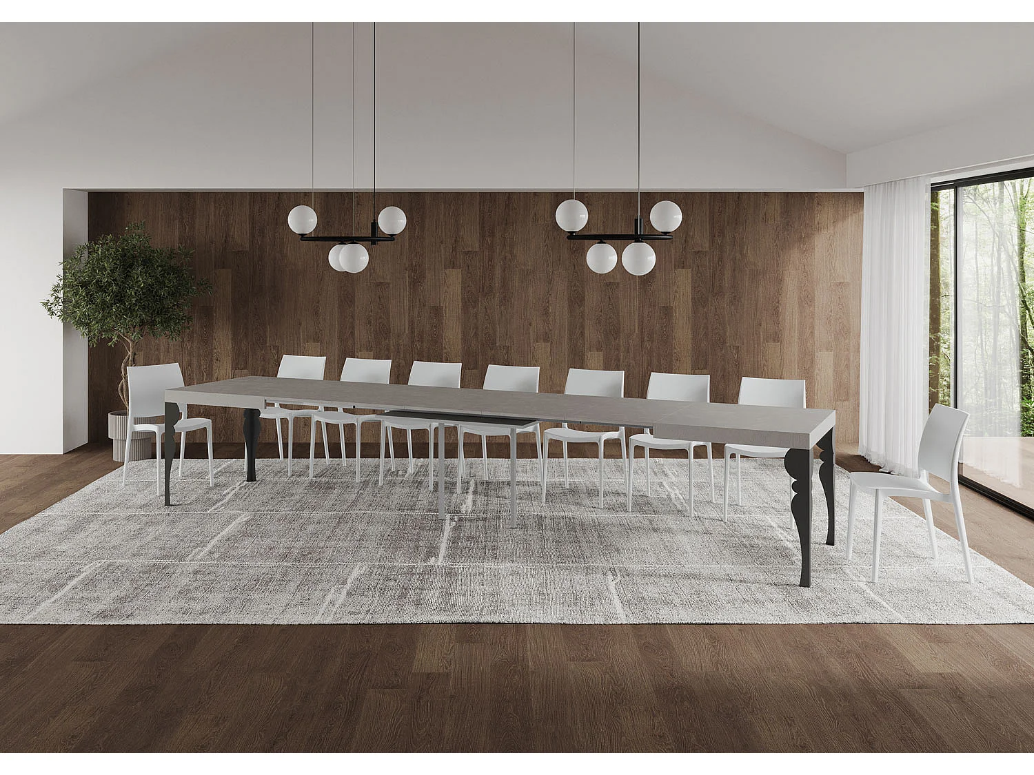 Stół rozkładany Paxon Cashmere 160/420x90 cm z nogami w kolorze antracytowym