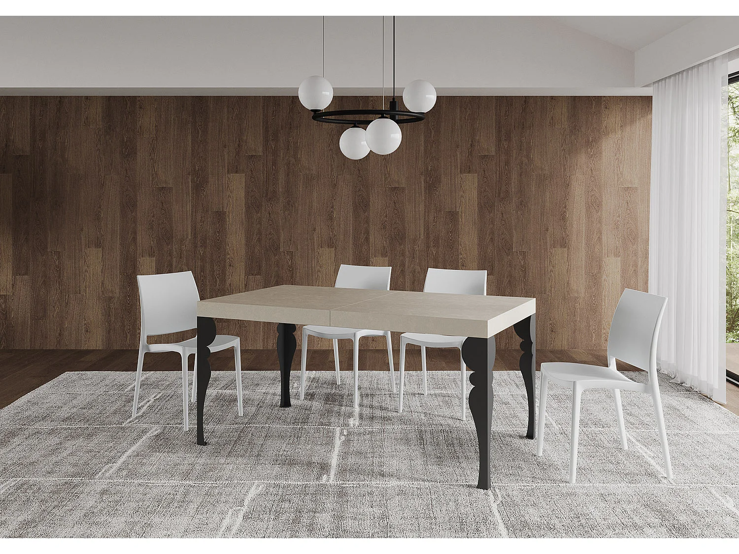 Table extensible 160/420x90 cm Paxon cachemire pieds anthracite