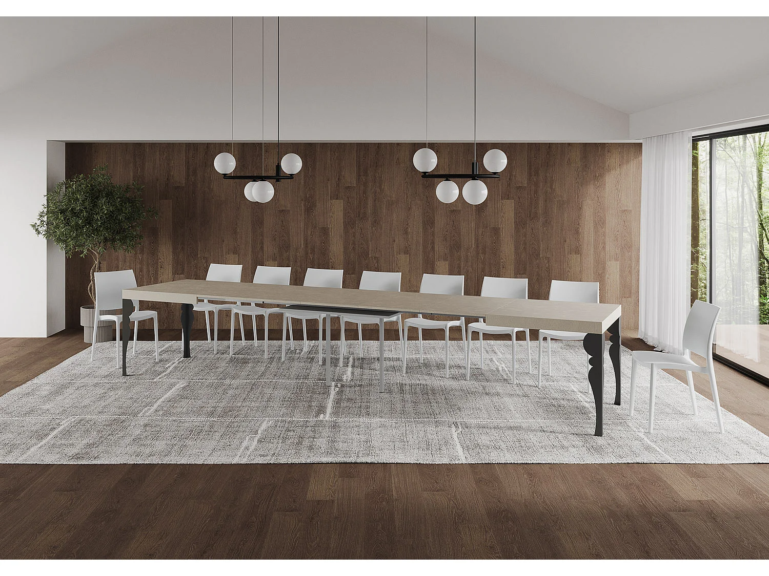 Table extensible 160/420x90 cm Paxon cachemire pieds anthracite