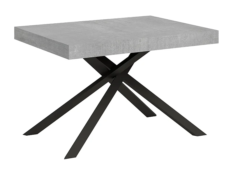 Table extensible 90x120/380 cm Karida gris béton pieds anthracite
