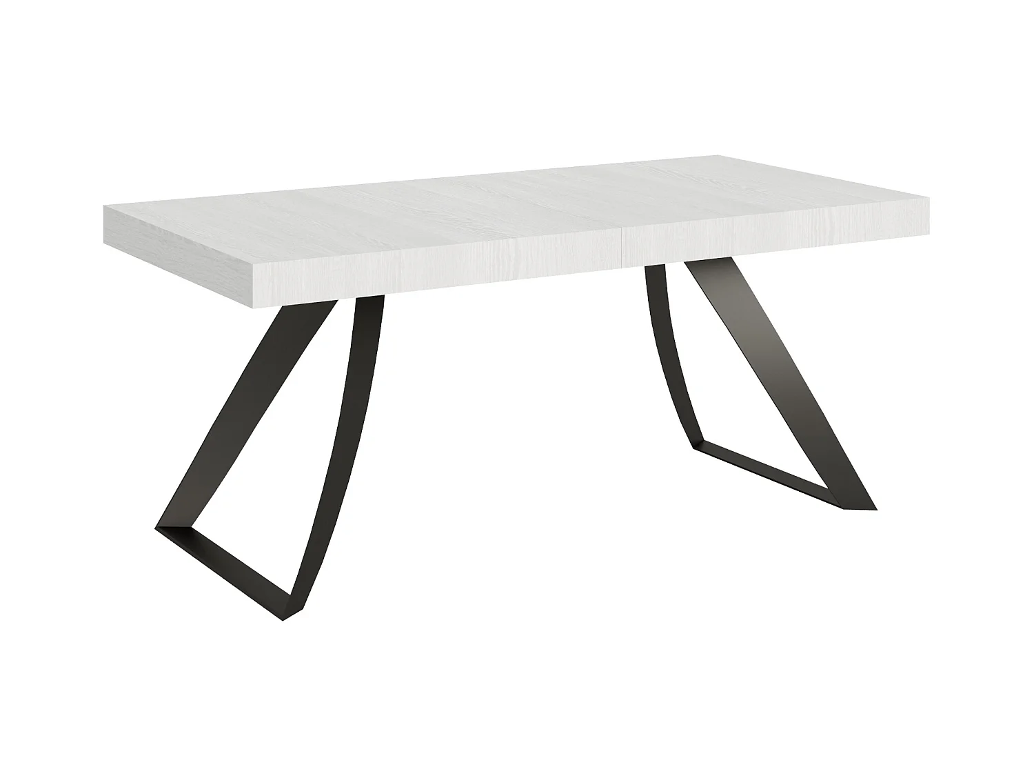 Ausziehtisch 90x200/460 cm Proxy Esche weiß mit Eisenrahmen aus Anthrazit