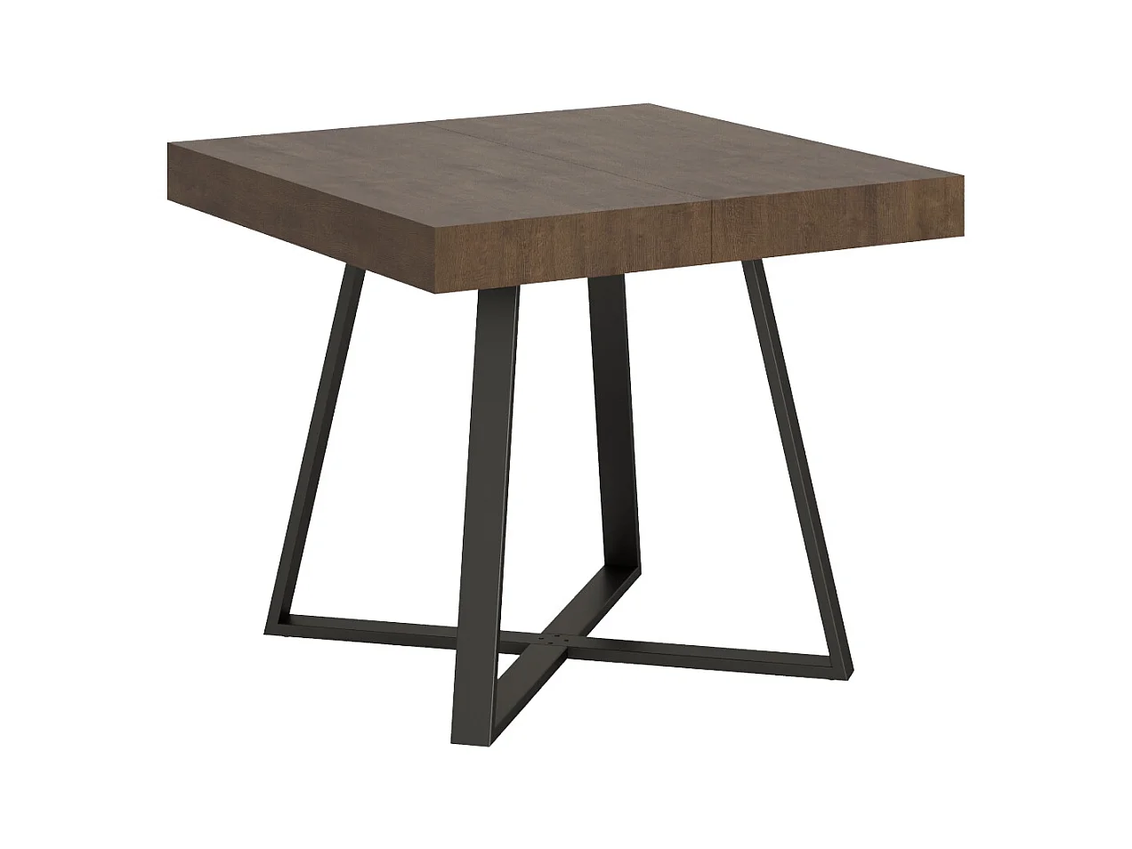 Ausziehtisch 90x90/194 cm Abbraccio Nussbaum mit Eisenrahmen aus Anthrazit