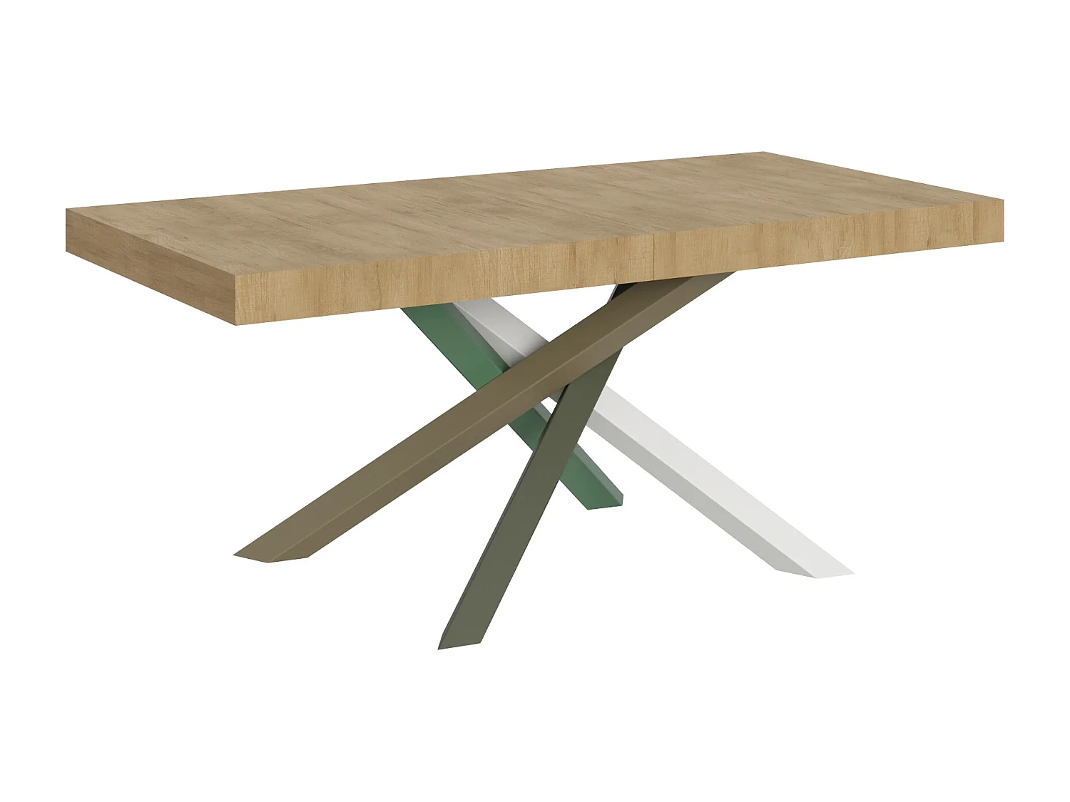 Table extensible 200/304x90 cm Volantis chêne nature pieds multicolore 4/A