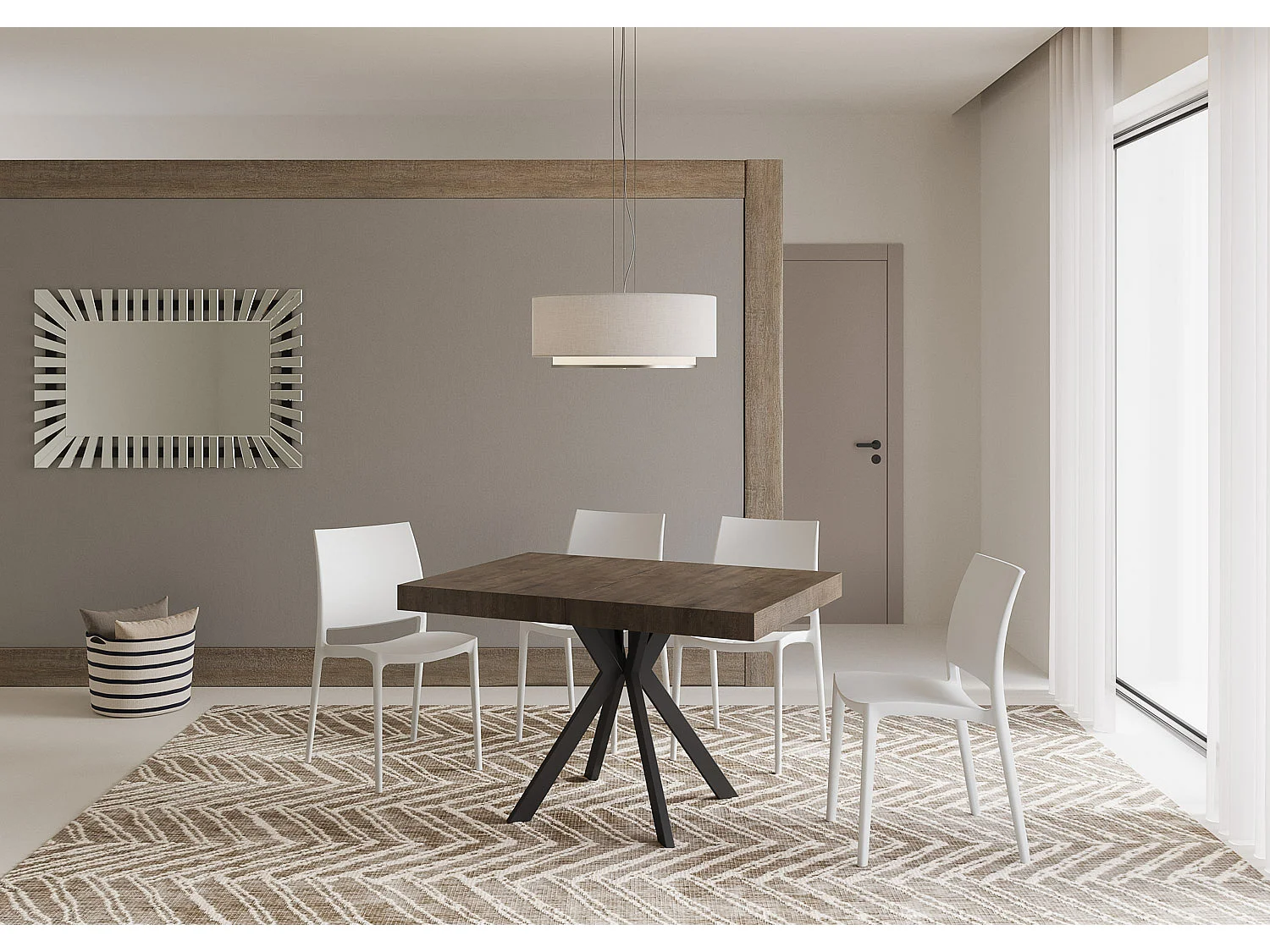 Uitschuifbare tafel 120/224x90 cm Dolcezza walnoot met antraciete poten
