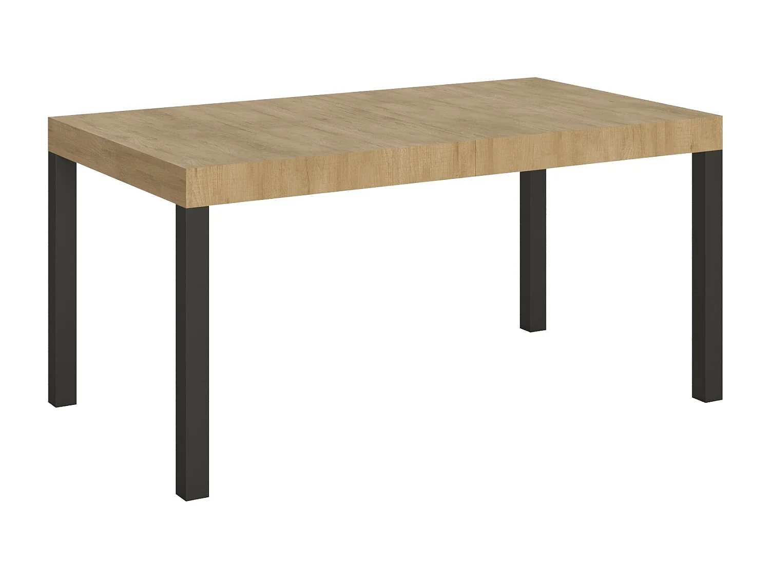 Udtræksbord 160/244x80 cm Hverdags natureg med antracitgrå ben