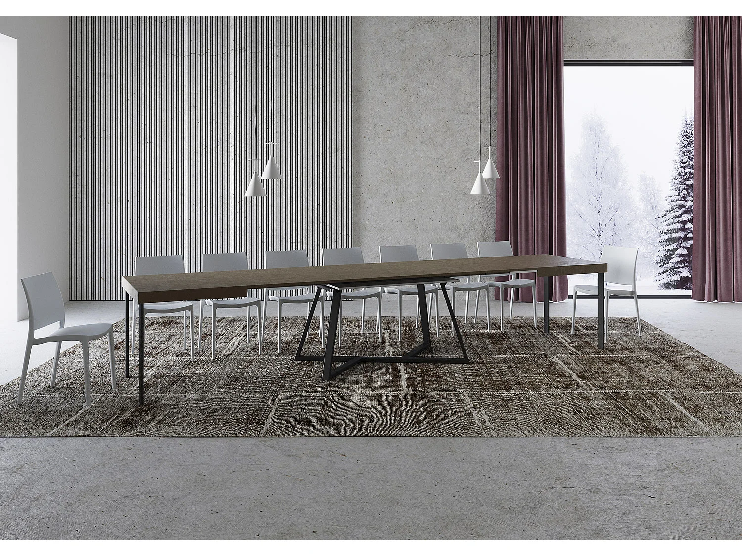 Ausziehtisch 140/400x90 cm Booster Taubengrau Tischbeine Anthrazit