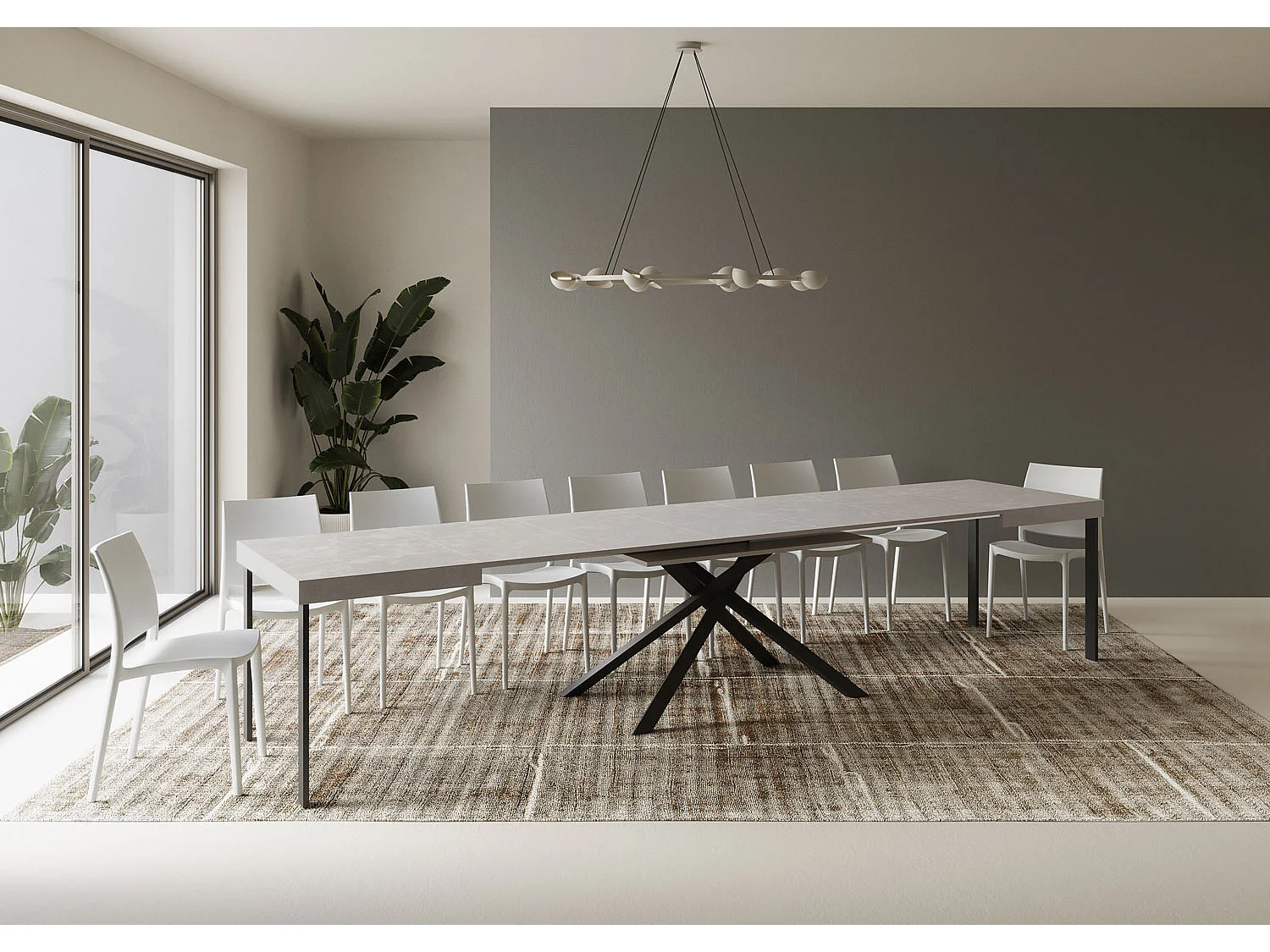 Table extensible 90x120/380 cm Karida cachemire pieds anthracite