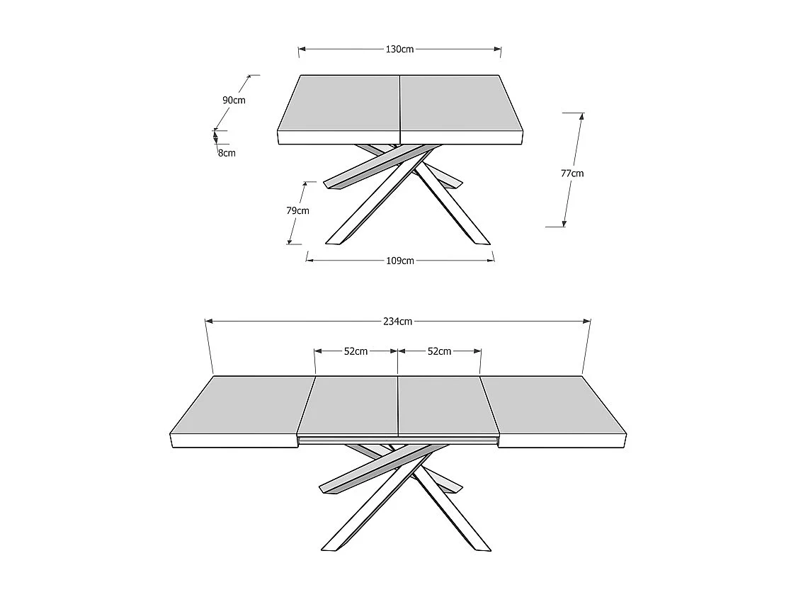 Table extensible 90x130/234 cm Volantis Noyer cadre blanc