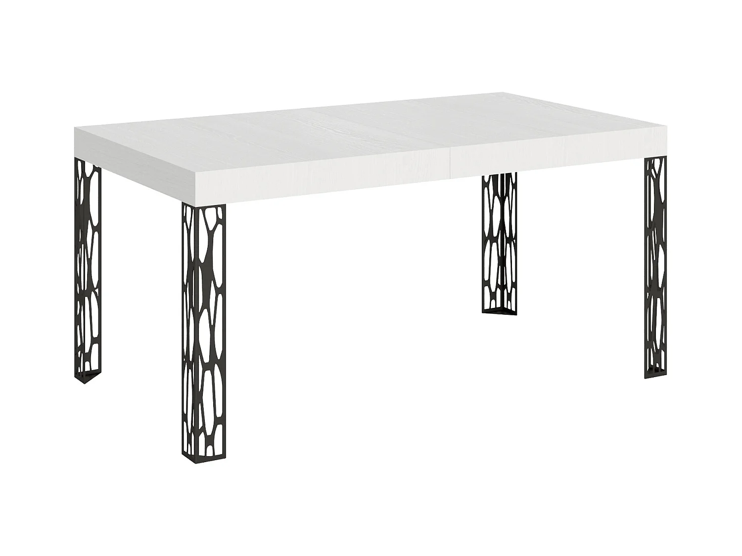 Table extensible 80x160/244 cm Ghibli Frêne Blanc cadre Anthracite