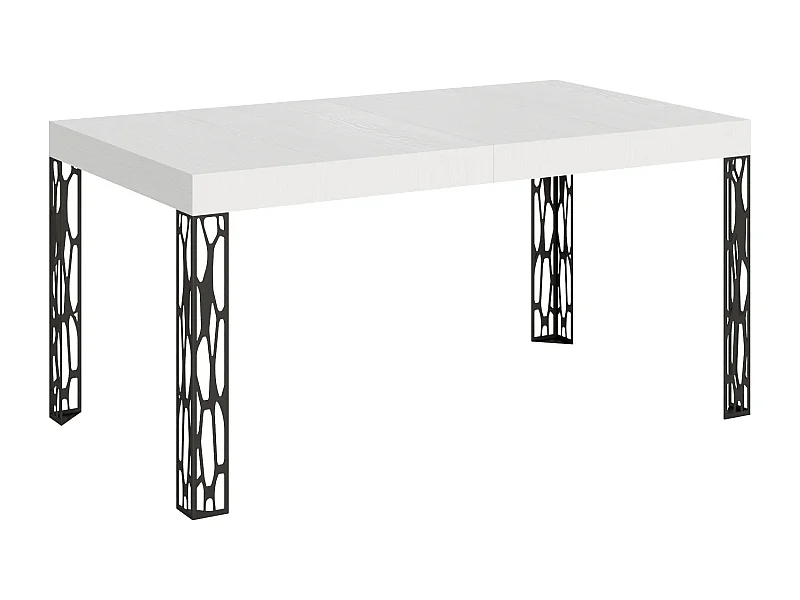 Table extensible 80x160/244 cm Ghibli Frêne Blanc cadre Anthracite