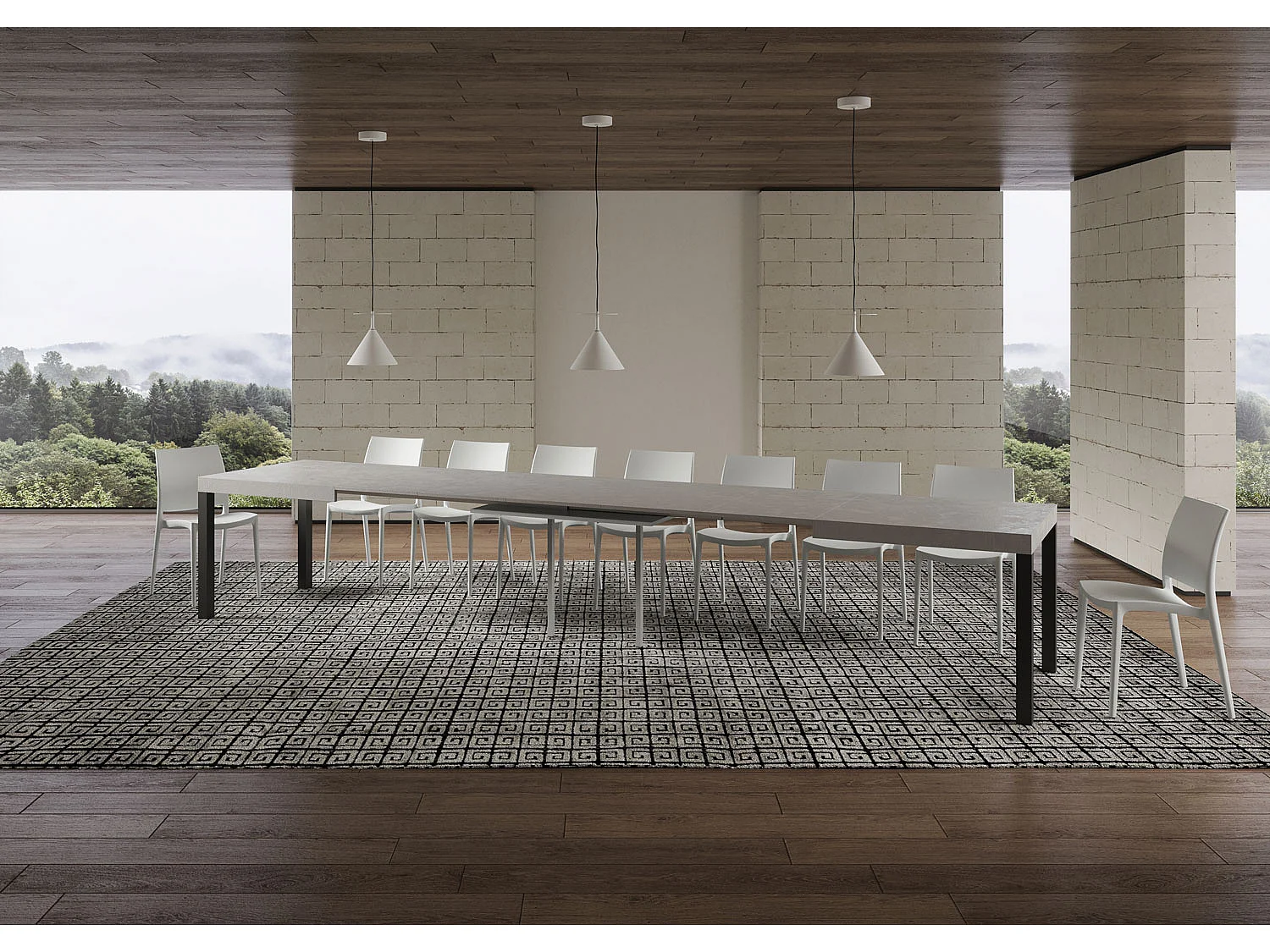 Mesa extensible 90x180/440 cm Everyday cachemira patas antracita