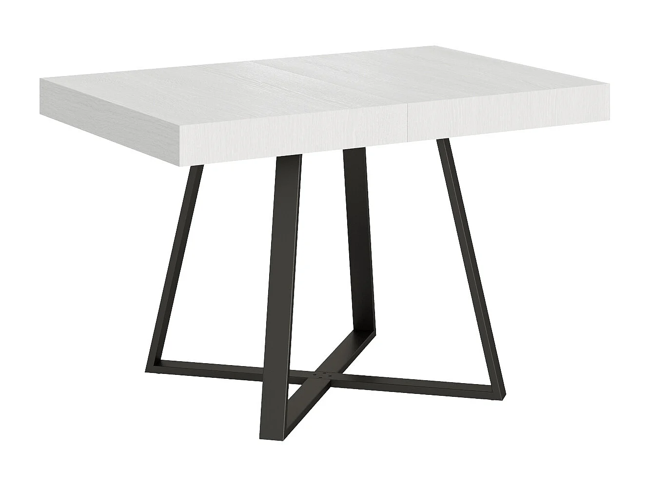 Table extensible 120/204x80 cm Abbraccio effet bois, frêne blanc pieds anthracite
