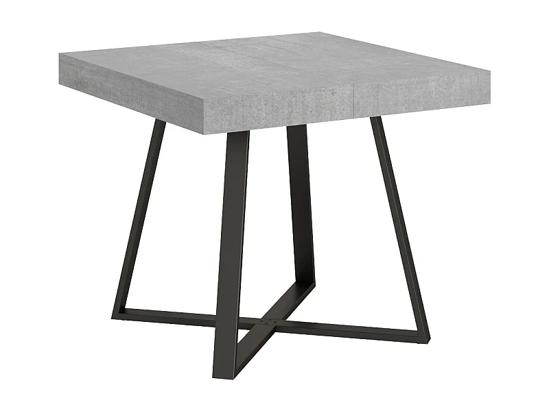 Table extensible 90/194x90 cm Abbraccio effet gris béton pieds anthracite