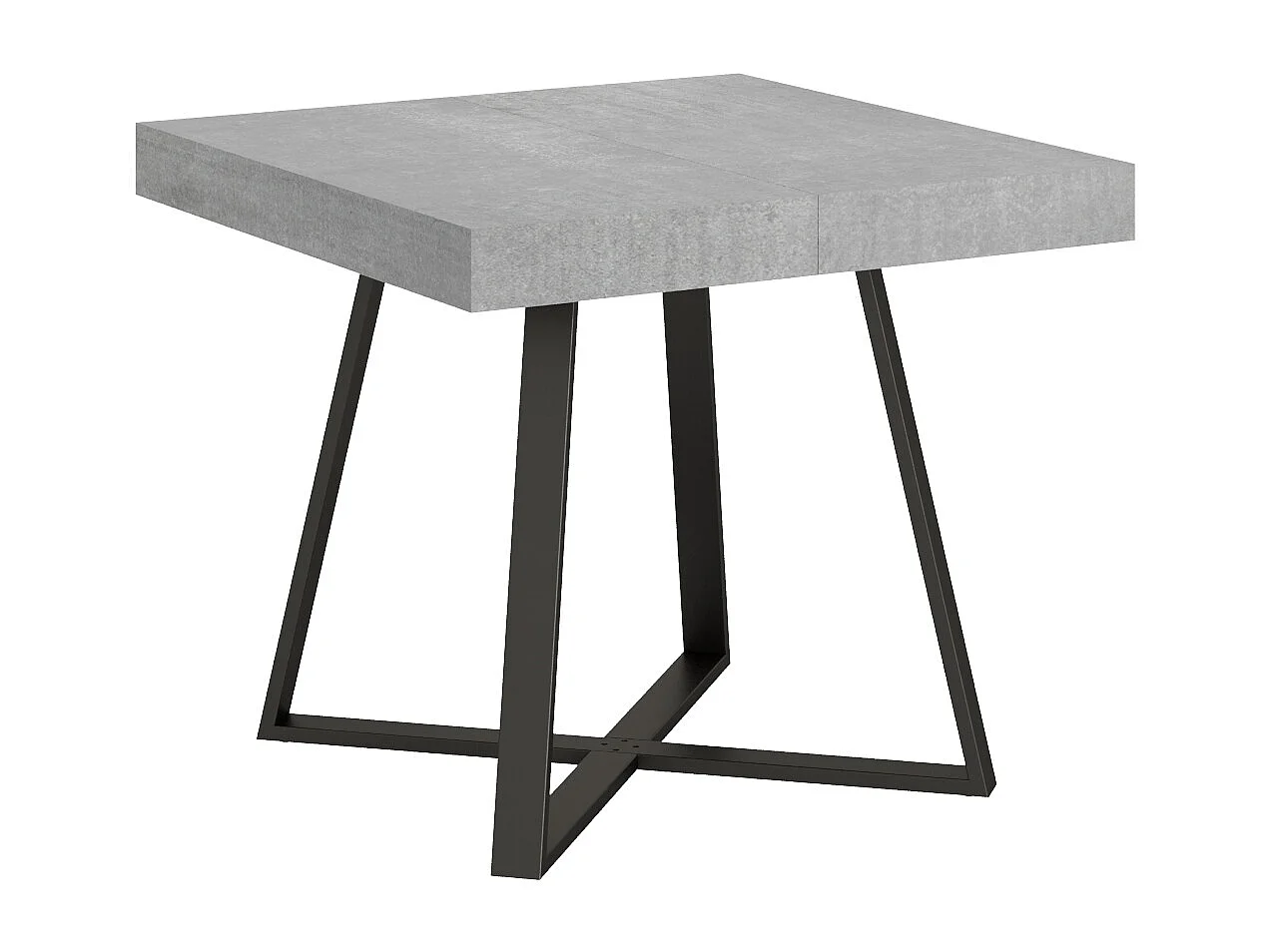 Table extensible 90/194x90 cm Abbraccio effet gris béton pieds anthracite