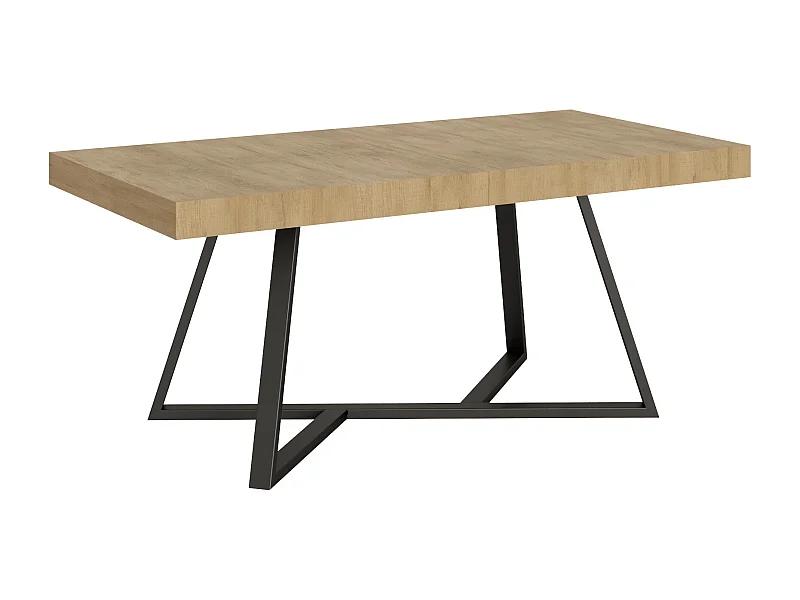 Table extensible 200/304x90 cm Booster effet bois, chêne nature pieds anthracite