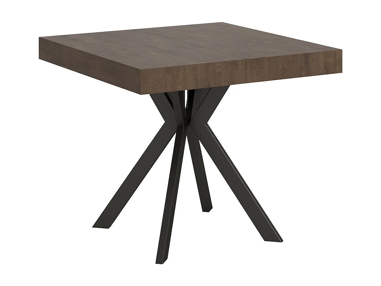 Uitschuifbare tafel 90x90/194 cm Dolcezza walnoot frame antraciet