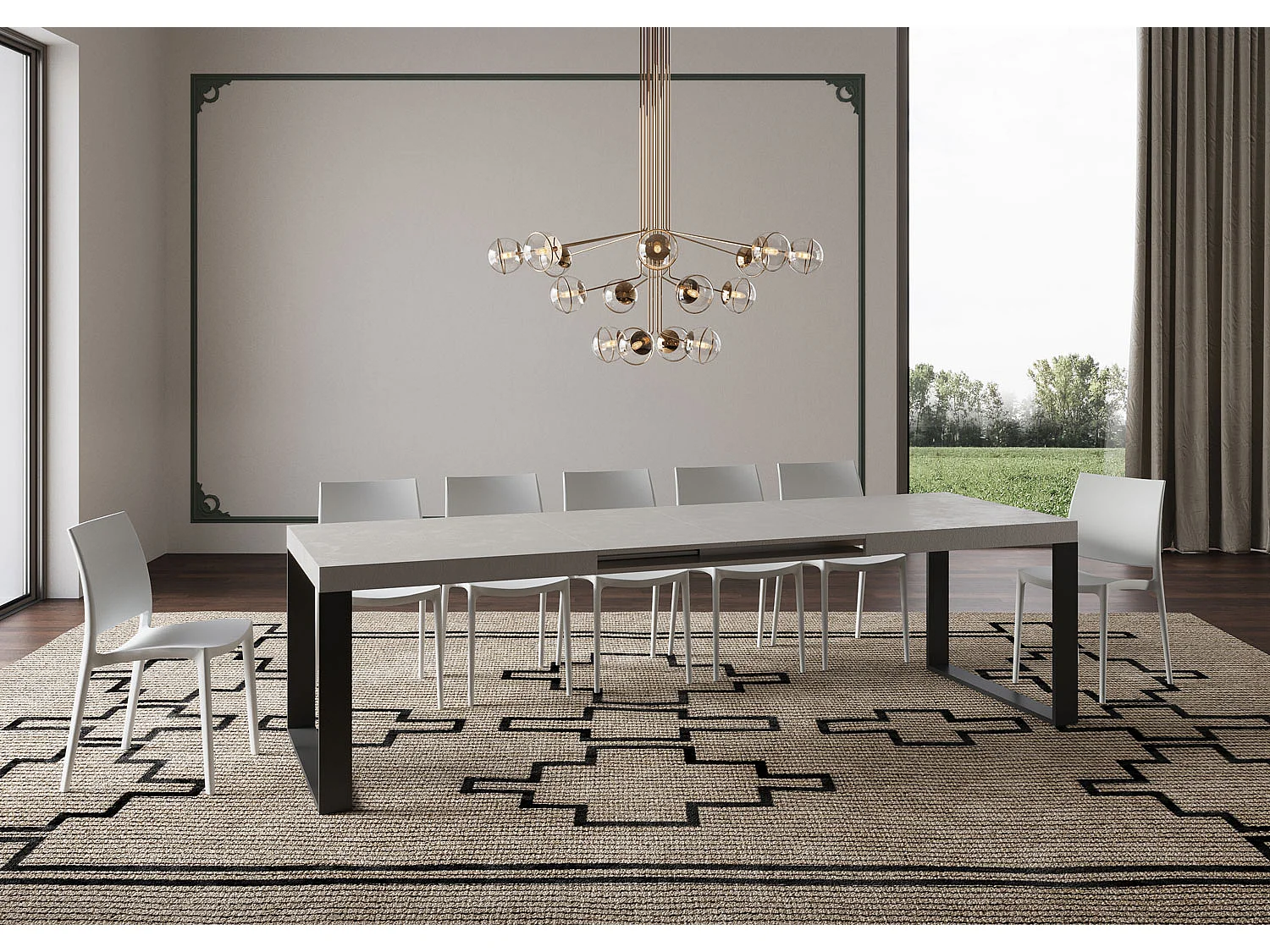 Mesa extensible 90x180/440 cm Tecno cachemira patas antracita