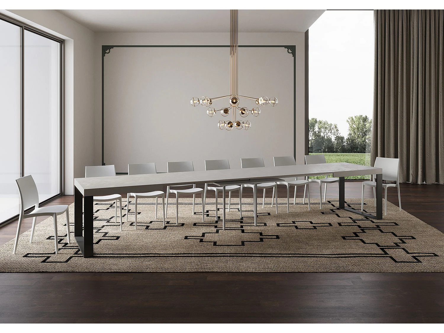 Mesa extensible 90x180/440 cm Tecno cachemira patas antracita