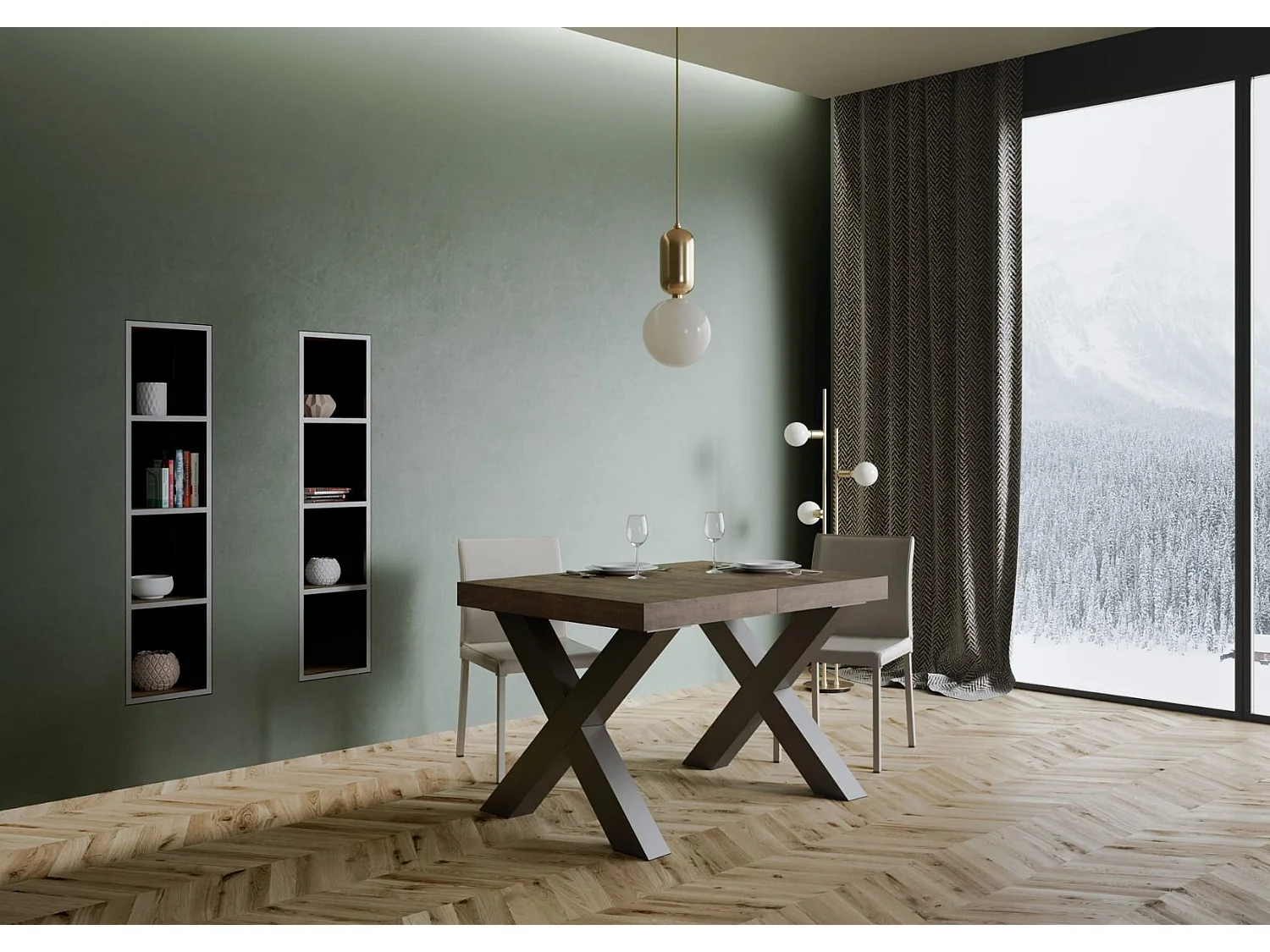 Table extensible 90x140/244 cm Traffic Noyer cadre Anthracite