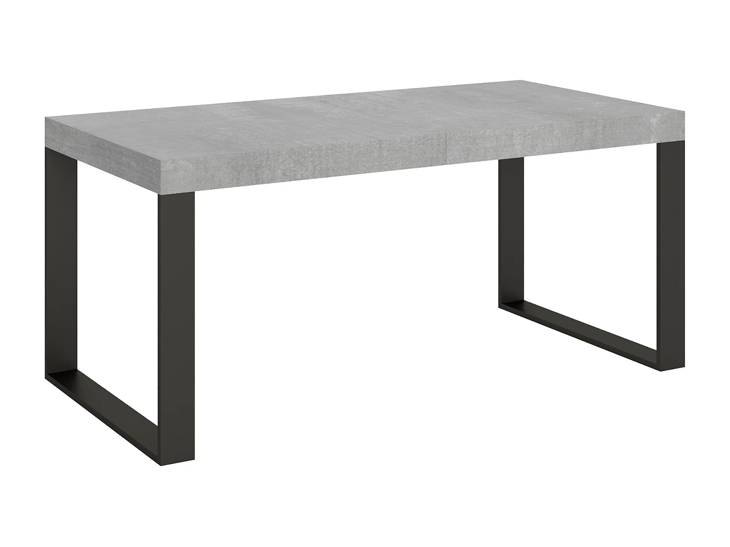 Udtræksbord 200/304x90 cm Tecno beton med antracitgrå ben