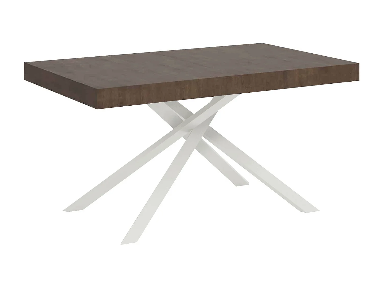 Uitschuifbare tafel 140/224x80 cm Karida walnoot met wit poten
