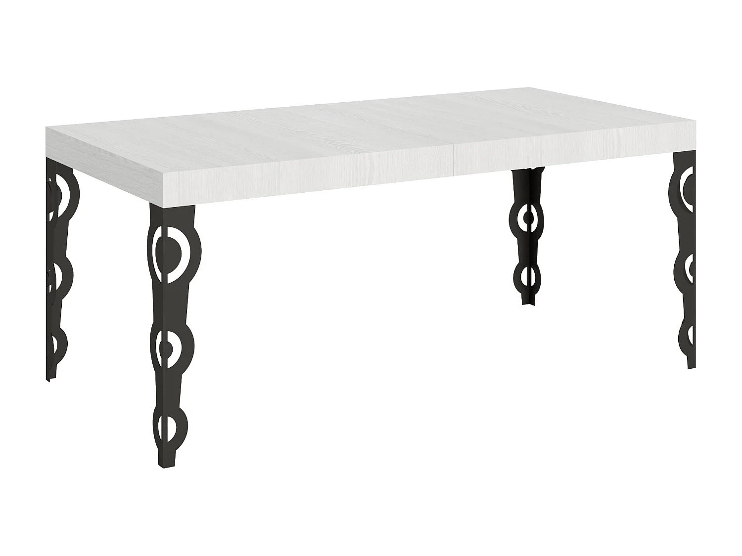 Table extensible 200/460x90 cm Karamay frêne blanc pieds anthracite
