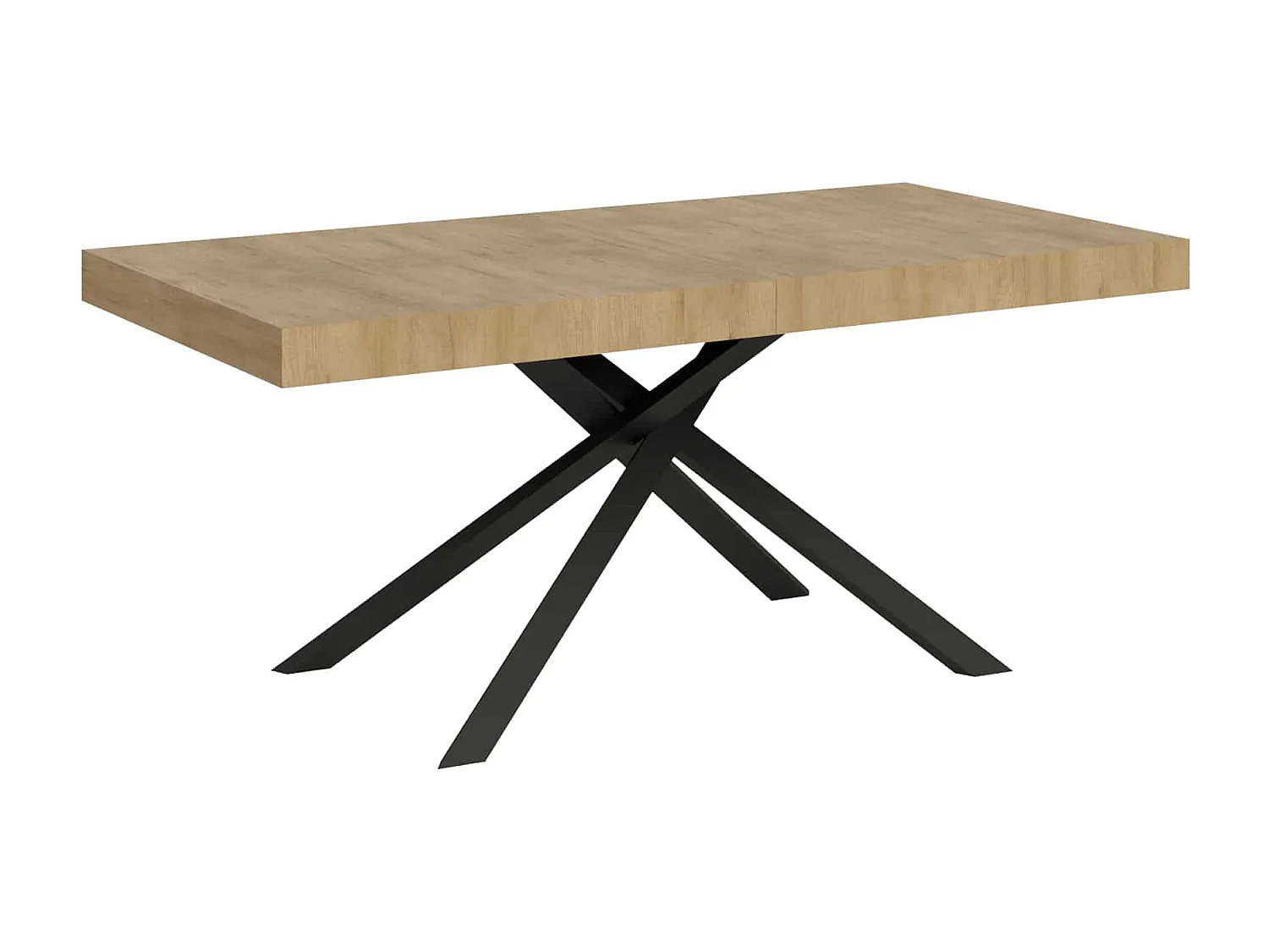 Table extensible 200/304x90 cm Karida effet bois, chêne nature pieds anthracite