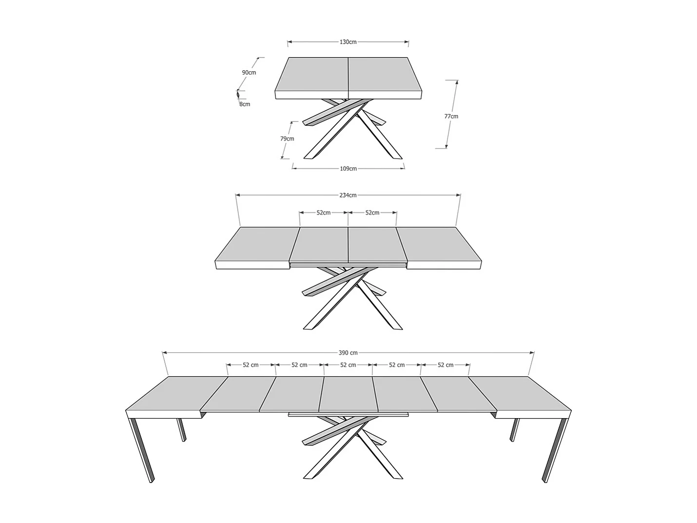 Table extensible 140/400x90 cm Volantis Premium chêne nature pieds multicolore 4/C