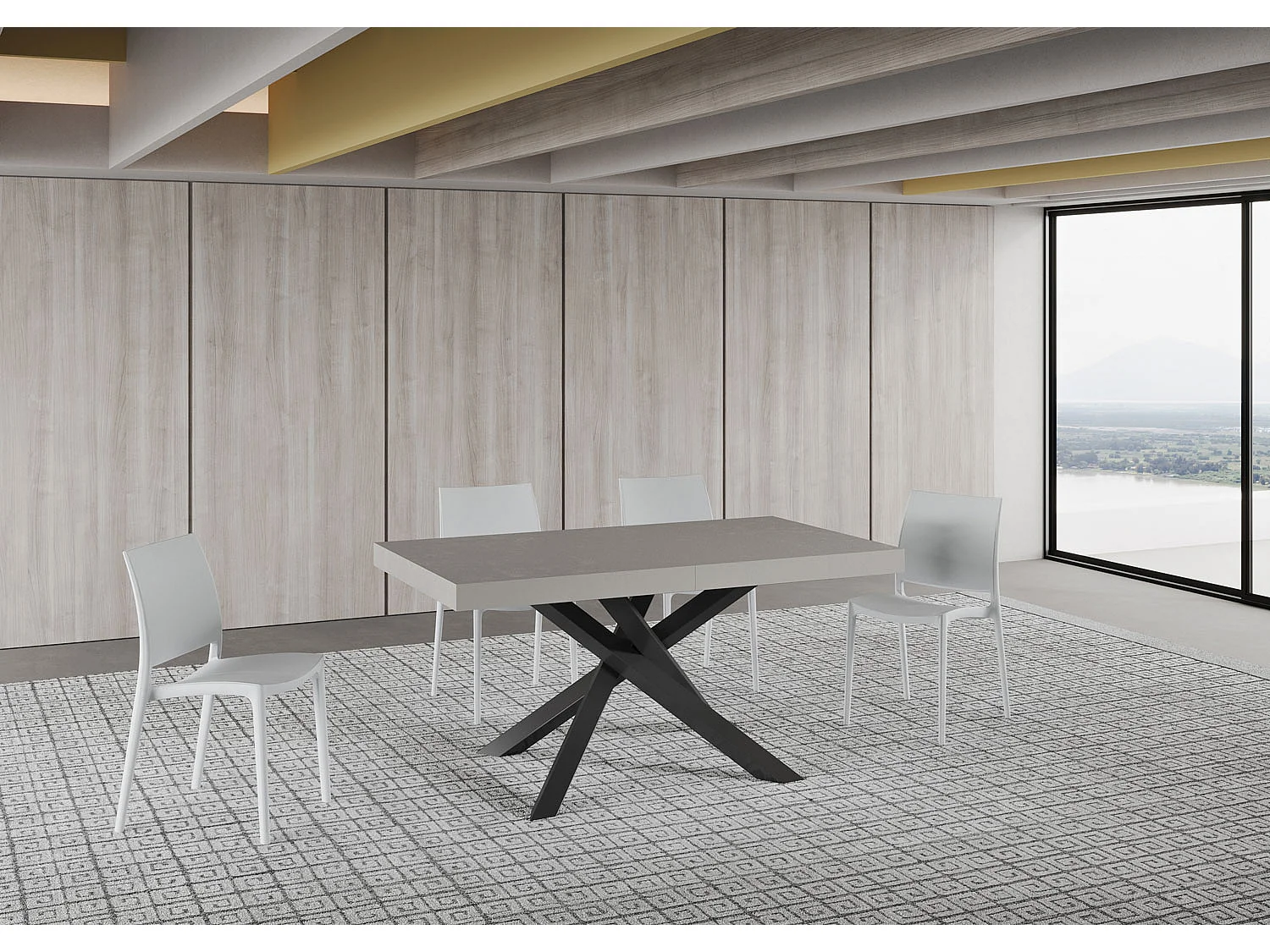 Volantis Cashmere Uitschuifbare Tafel 160/264x90 cm met Antraciet Poten