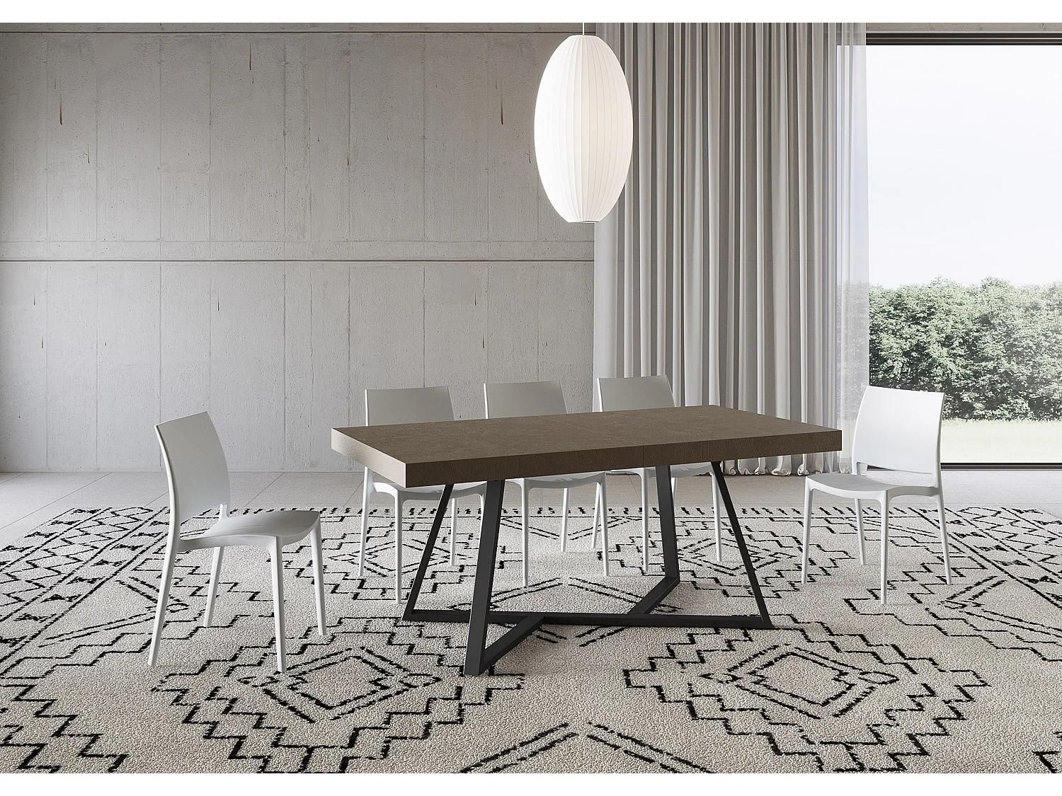 Uitschuifbare tafel 180/440x90 cm Booster taupe met antraciete poten