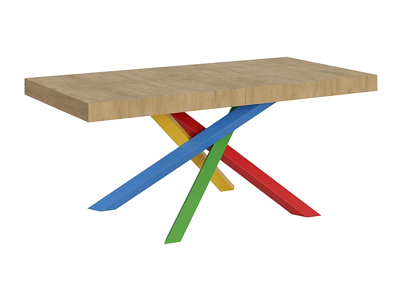 Tavolo allungabile 200/460x90 cm Volantis quercia natura gambe multicolore 4/B