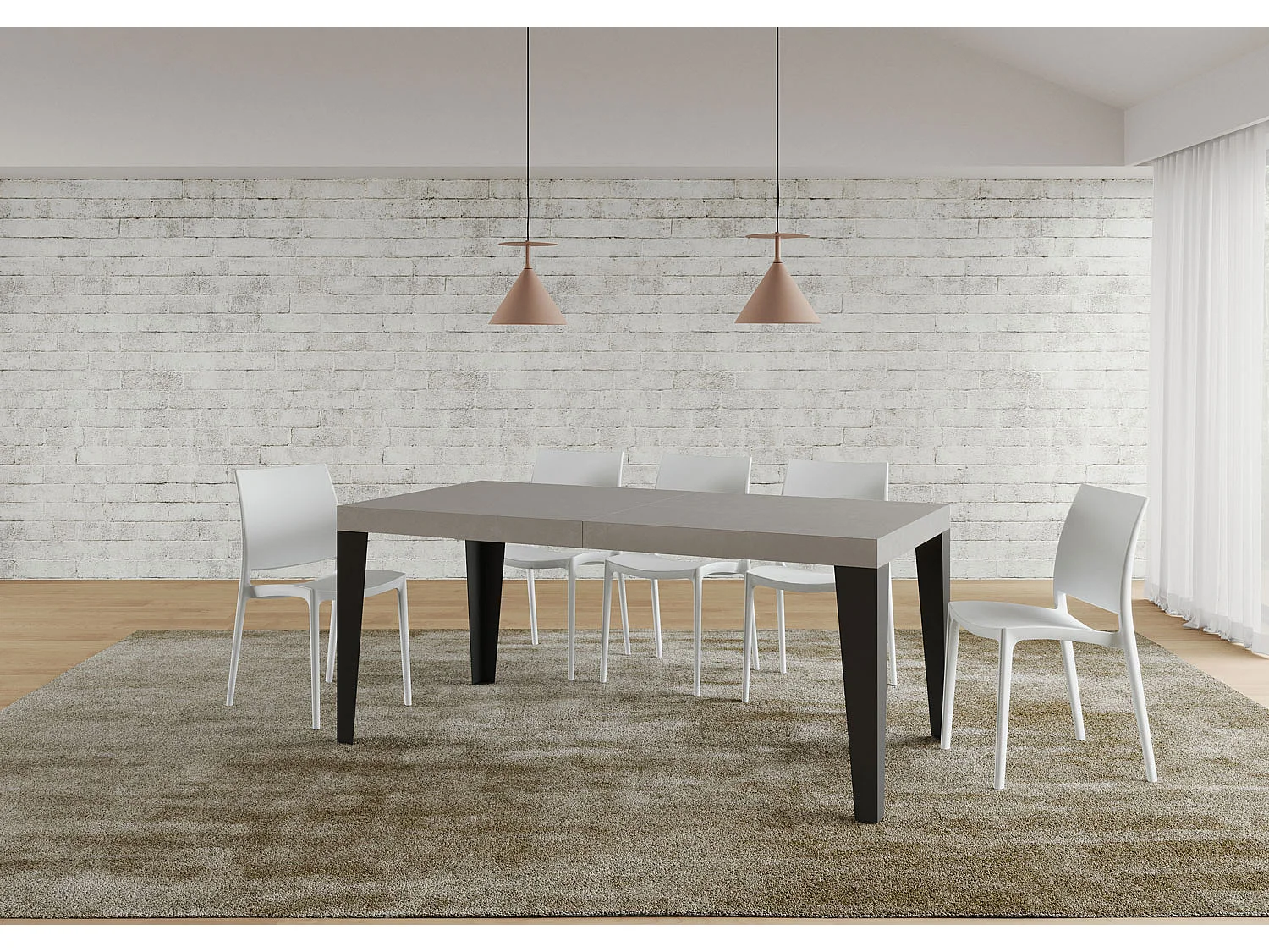 Stół rozkładany 180/440x90 cm nogi w kolorze kaszmirowym Flame w kolorze antracytowym