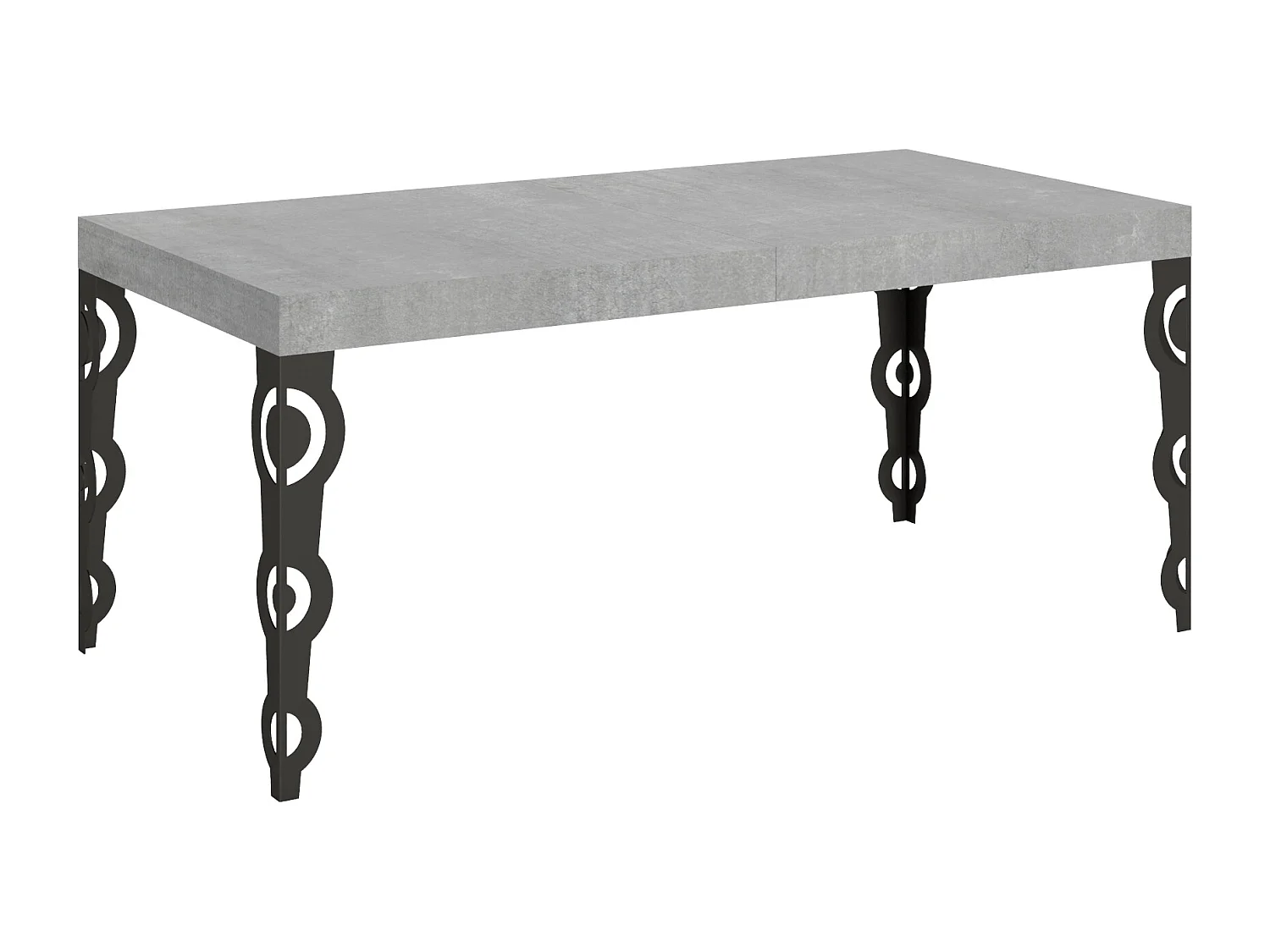 Mesa de jantar extensível 200/460x90 cm Karamay cimento pernas antracite