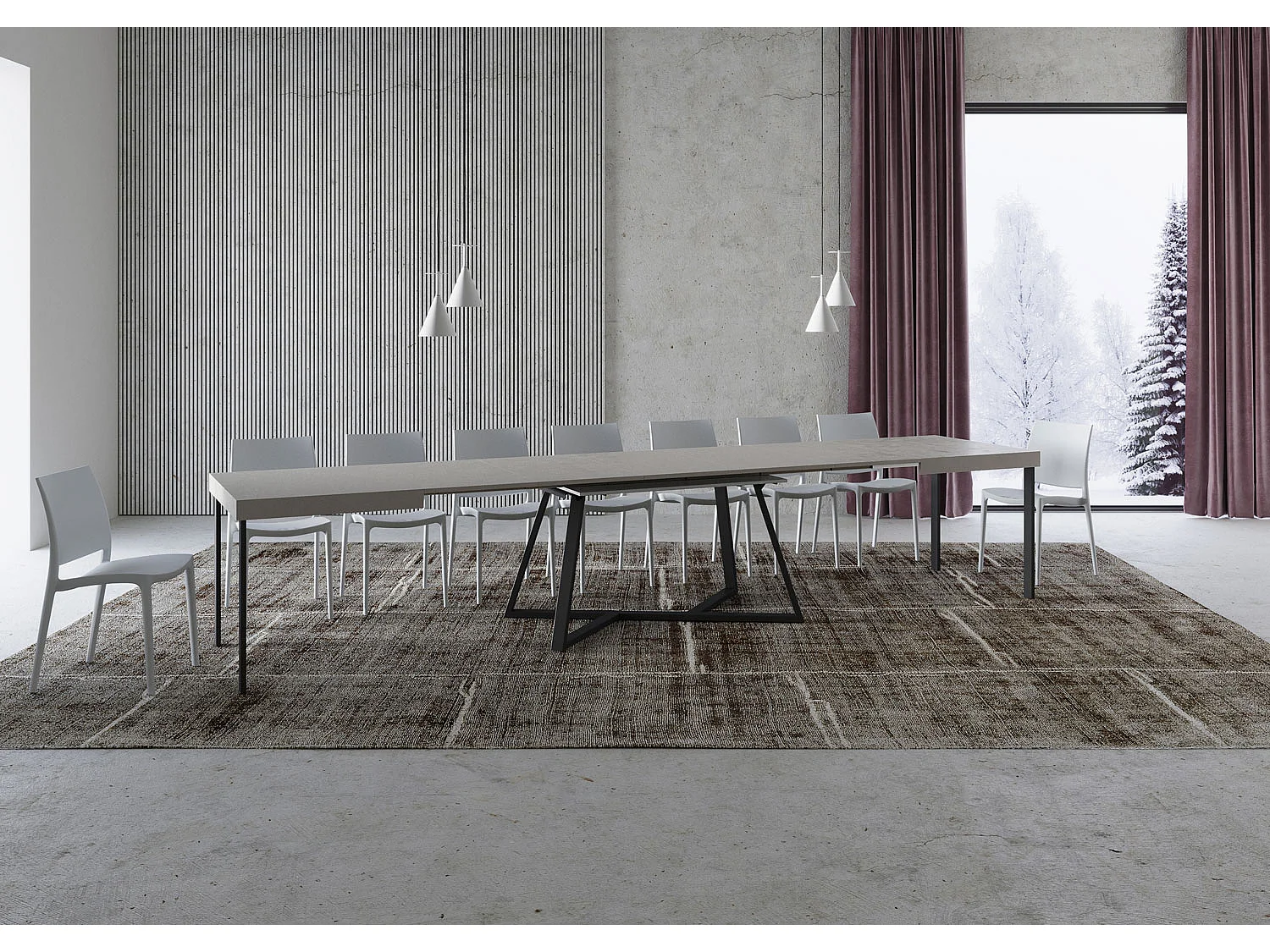 Table extensible 140/400x90 cm Booster cachemire pieds anthracite